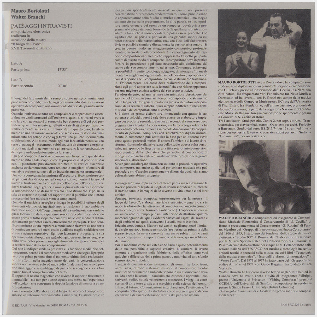 [CP 183 CD] Mauro Bortolotti, Walter Branchi; Paesaggi Intravisti
