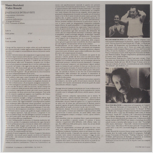 [CP 183 CD] Mauro Bortolotti, Walter Branchi; Paesaggi Intravisti