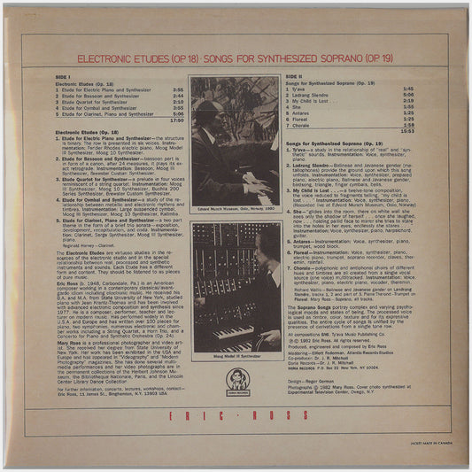 [CP 199.04 CD] Eric Ross; Electronic Etudes (Op. 18), Songs For Synthesized Soprano (Op. 19)