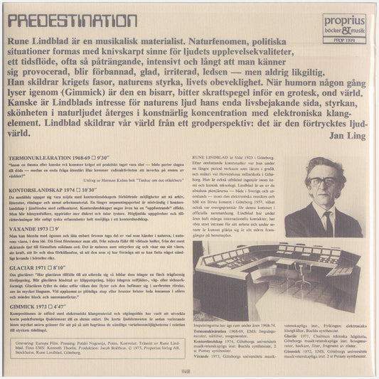 [CP 212 CD] Rune Lindblad; Predestination