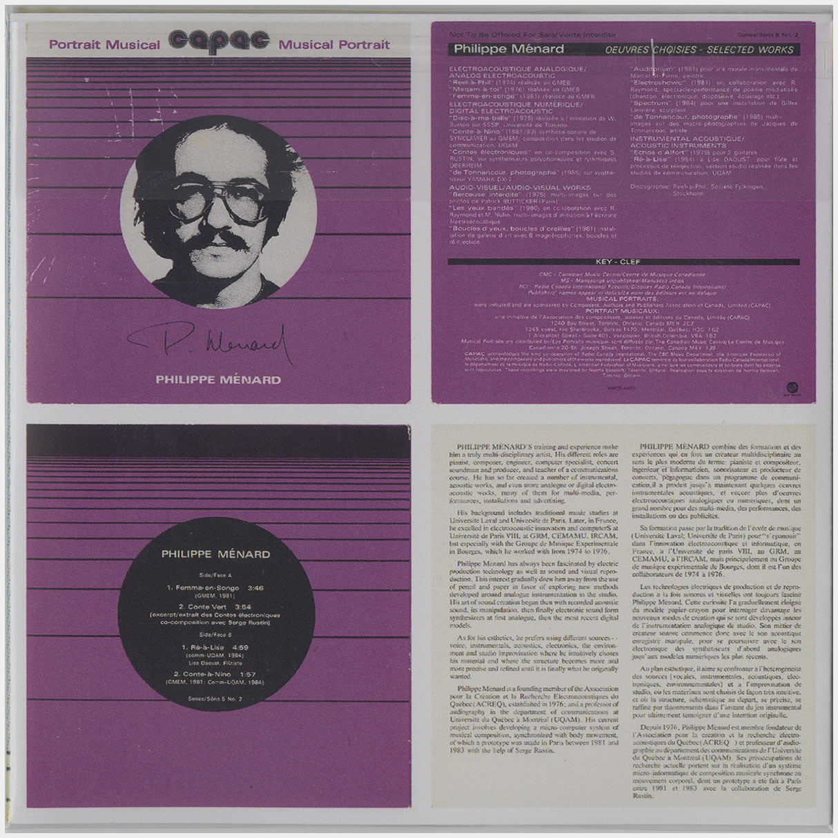 [CP 219 CD] Philippe Ménard, Serge Rustin; Contes Électroniques (En Couleurs), CAPAC Musical Portrait