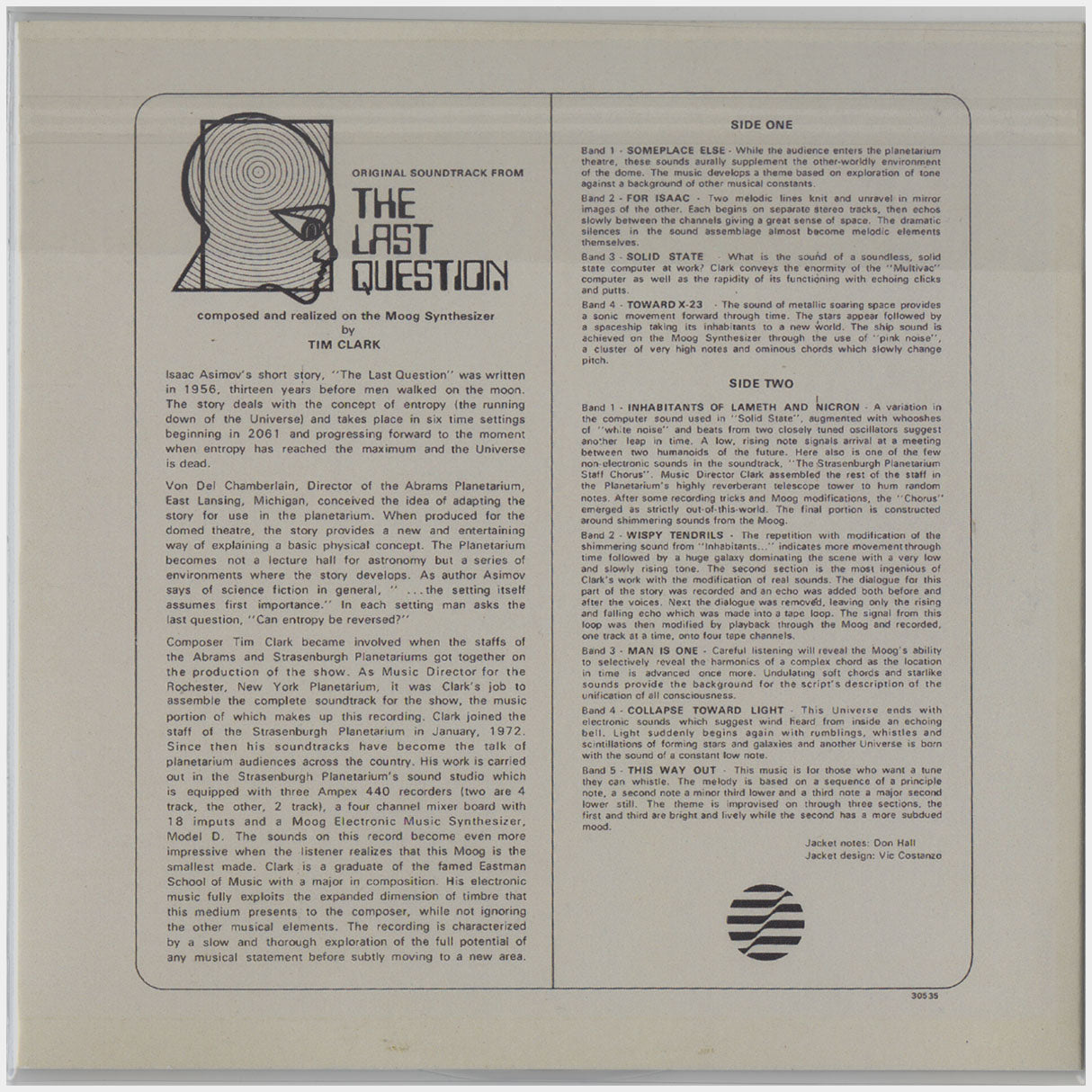 [CP 226 CD] Tim Clark; The Last Question +