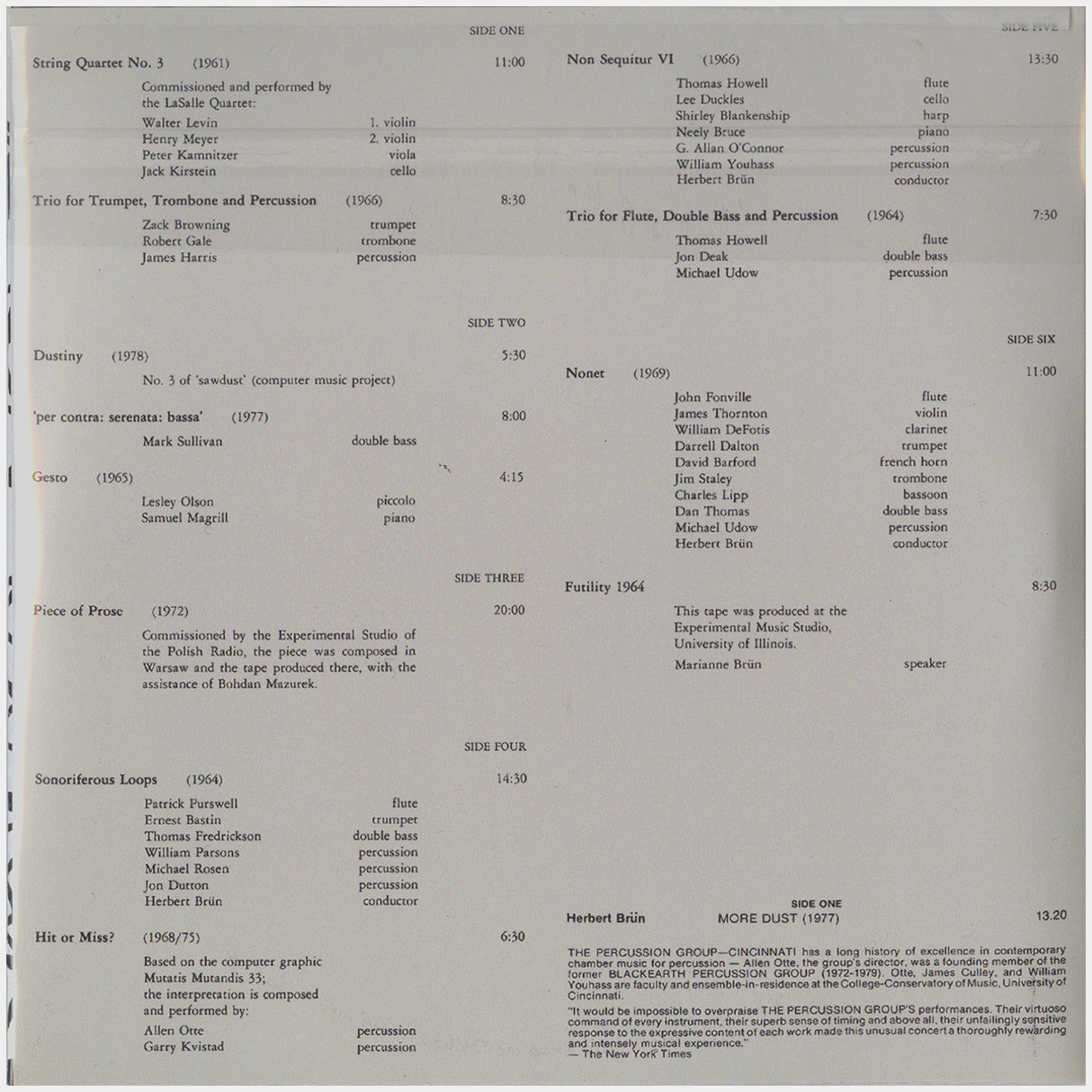 [CP 262 CD] Herbert Brün; Klänge Unterwegs & Anepigraphe, Über Musik & Zum Computer, Compositions +