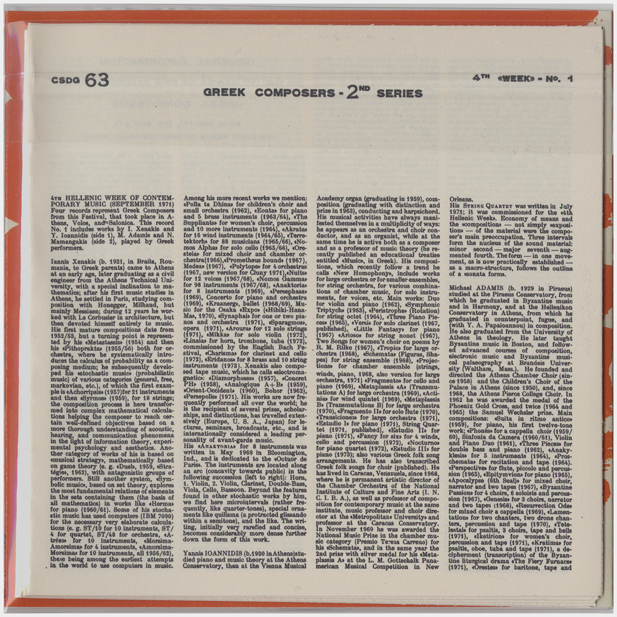 [CP 270-271-272 CD] 1η, 2η & 4η Ελληνική Εβδομάδα Σύγχρονης Μουσικής (1st, 2nd & 4th Hellenic Week Of Contemporary Music)